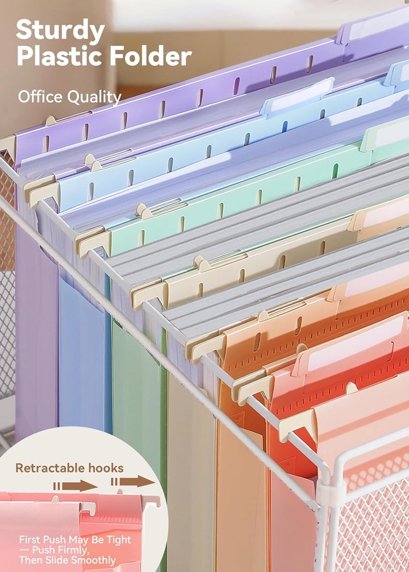 SortRax Plastic Extra Capacity Hanging File Folders, 2" Pastel Expanding Pocket, Heavy Duty for Filing Cabinet, Insertable 1/5-Cut Tabs, Letter Size - 12 Pack - Image 5